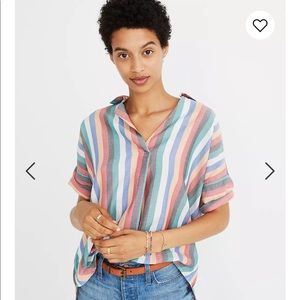 Madewell courier button-back shirt festival stripe